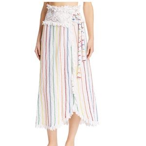 NWT Place Nationale Embroidered wrap skirt